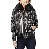 Michael Kors Womens Embroidered Bomber Jacket, Black, Medium