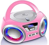 Cyberlux CD-Player mit LED-Beleuchtung, Kopfhöreranschluss, tragbares...