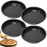 Pizzablech 4er-Set, ø 18cm Rund, Antihaftbeschichtet, Schwarz Backblech...