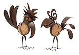 2 er Set Riesen Metall Figuren Vogel mit Stein 32cm bis 35cm rostfarben...