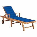 Mogou Sonnenliege aus massivem Teakholz, mit Kissen, Gartenliege,...