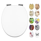 Fanmitrk WC Sitz mit Absenkautomatik Holz, Toilettendeckel aus MDF,...