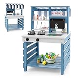 COSTWAY Matschküche Kinder Outdoor, Kinderküche Tannenholz mit...