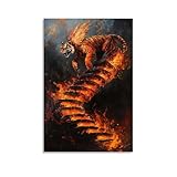 HHYXMJLL Ölgemälde mit legendärer Kreatur - Ein flammengeflügelter...