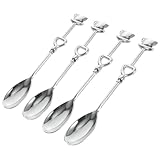 KICHOUSE Kaffeelöffel aus Metall 4 Stück Rostfreier Dessertlöffel mit...