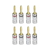 VOXYNK 8 Stück 24K vergoldeter Bananenstecker 12 AWG - 18 AWG Gauge...