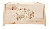 Metallfreie Brotbox mit Klappe und Gravur aus Zirbenholz Massiv Brotkasten...