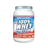 Body Attack 100% Whey Protein - Strawberry, 900 g - Made in Germany - extra...