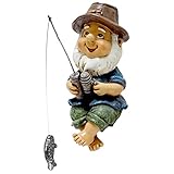 Gartenzwerg Angeln Figur - Harz Gartendeko Zwerg Dekoration - Handwerk...