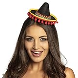 Boland 54423 - Haarreif Sombrero, Kopfschmuck, Hut, Minihut mit Pompons,...