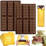 Schokoladenform Silikon, 2 Stück Silikonform Schokolade mit 50Pcs Folie...