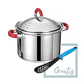 GRÄWE Nudel-Kochtopf 22 cm, Pasta-Topf, 5 Liter mit Skala, Edelstahl mit...