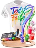 CreaTek Textilfarbe waschmaschinenfest 12 intensive Farben je 25ml + 2...
