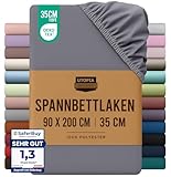 Utopia Bedding - Spannbettlaken 90x200cm - Grau - Oeko-Tex Zertifiziertes...