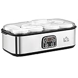 HOMCOM Joghurtbereiter Griechische Joghurtmaschine mit Deckel, 8 BPA-freier...