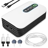 Aquarium Luftpumpe, Aufladbare Sauerstoffpumpe 2600mAh mit Doppel-Auslass,...