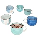MamboCat 6er Set Blue Jumbotassen I 400ml I für 6 Personen I große Tassen...