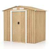 COSTWAY Gerätehaus Metall, Geräteschuppen abschließbar, Gartenhaus mit 4...