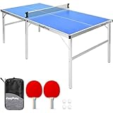 EasyPong® | Ping Pong Tisch Blauw | 182x91cm | Premium Qualität | Leicht...