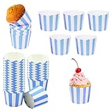 50 Stück Muffin Förmchen Gestreift Backbecher Cupcake Rosa Einweg...