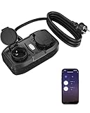 HBN WLAN Steckdose Outdoor mit 2 Ausgänge, 16A 3600W Smart...