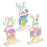 BUGUUYO 3 Stück Teiliges Osterdekoration aus Holz Niedliche Hasenform...