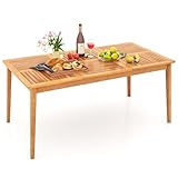 COSTWAY Gartentisch Akazienholz, 170x90cm, großer Terrassentisch für 6...