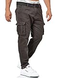 Indicode Herren Mathen Cargohose aus 98% Baumwolle inkl. Gürtel | Cargo...