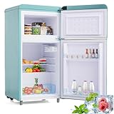 Merax Retro Kühlschrank, Doppeltür, 72L Gesamtvolumen, 21L Gefrierfach,...