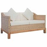 vidaXL Sofa 2-Sitzer mit Auflagen Rattansofa Loungesofa Sitzmöbel...