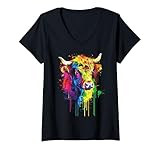 Damen Niedliche Highland Cow Comic Rainbow LGBTQ Pop Art Kuh T-Shirt mit...