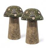 Spetebo Mangoholz Deko Pilz zum Hinstellen 12 cm - 2er Set - Holz...