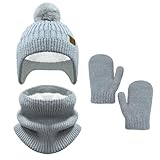 Bseical Mütze Schal Handschuhe Set Jungen, Wintermütze Kinder, Mütze und...