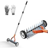 wowspeed Vertikutierer mit Drehverschluss, Teleskopstiel ausziehbar bis...