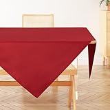 AooHome Tischdecke Abwaschbar, Rot Mitteldecke 80x80cm Leinen-Optik...