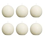 bolsius 103868090305 Rustik Kugelkerze, Ø 8 cm, Elfenbein (6er Pack)