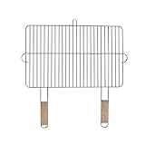 Grillrost 54x34cm mit 2 Holzgriffen Stahl verchromt Grillgitter...