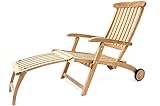 Garland® Liegestuhl mit Rollen Lehne Verstellbar Teak Holz SVLK...