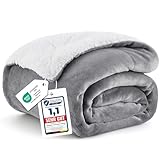BEDSURE Decke Sofa Kuscheldecke Grau - warm Sherpa Sofaüberwurf Decke,...