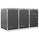 vidaXL Mülltonnenbox für 3 Tonnen 207x77,5x115 cm Edelstahl