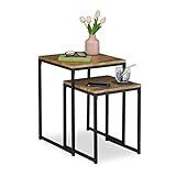 Relaxdays Beistelltisch 2er Set, stapelbar, Industrie Design, Satztisch 2...