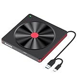 Aumdie Externes DVD CD Laufwerk, USB 3.0 & Type-C Tragbar CD DVD +/-RW...