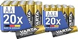 VARTA Batterien Mischpack 40 Stück, AA 20 Stück + AAA 20 Stück, Power on...