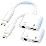 2PC iPhone Kopfhörer Adapter [MFi Zertifiziert]2 in 1 auf 3,5 mm...