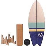 valuents Balance Board aus Holz in Surfboard Form inkl. Rolle für...