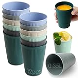 Mbsomnus 12er Kunststoffbecher 0,35 L Mehrweg Plastikbecher 6 Farben Becher...