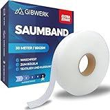 GIBWERK Saumband zum Aufbügeln Waschfest | 60 GSM | Extra Stark | 30 Meter...