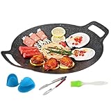 Grill-Pad, koreanisches Grill-Pad – Gusseisen-runde Grillplatte –...
