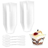 Gvolatee 50 stück Dessertgläser mit Löffeln Plastik 2oz/60ML,...