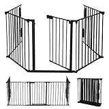 Aufun Kaminschutzgitter Metall mit Tür, 5 Elemente, Absperrgitter...